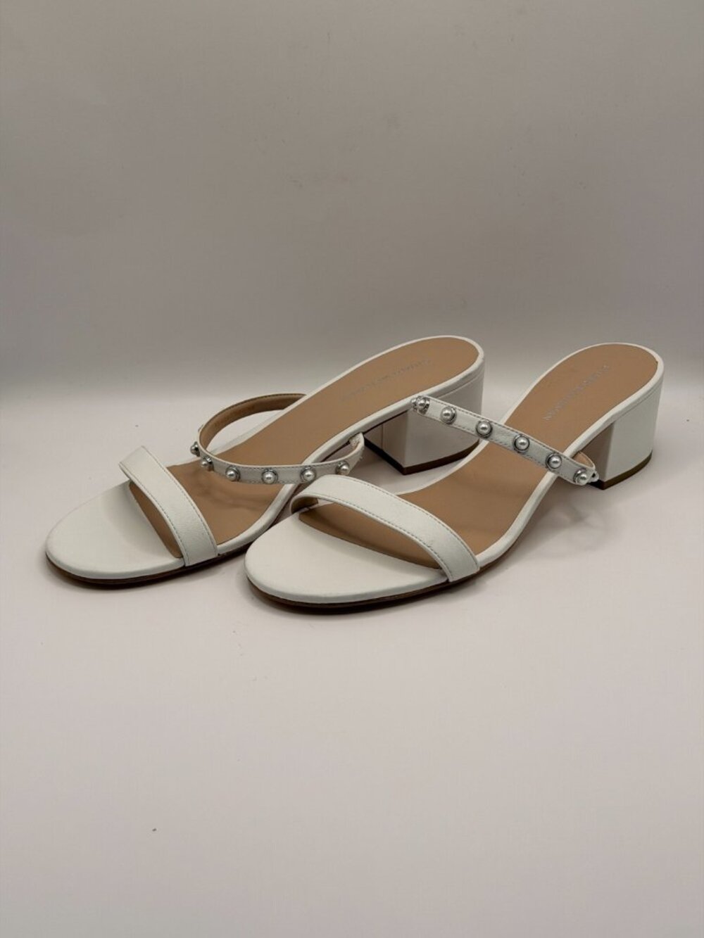 Stuart Weitzman Women’s Pearly Strap Block Slide 50 Sandal Heel Sz 10.5